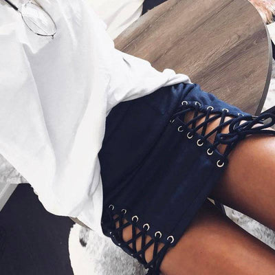 Briley Criss Cross Lace Up Mini Skirt - Hot fashionista
