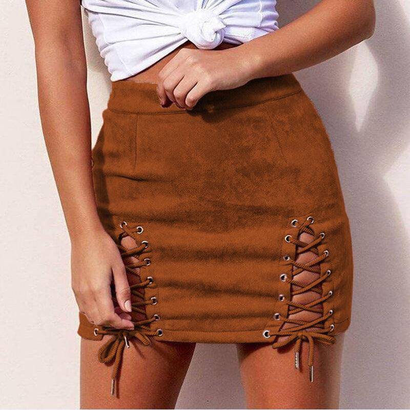 Briley Criss Cross Lace Up Mini Skirt