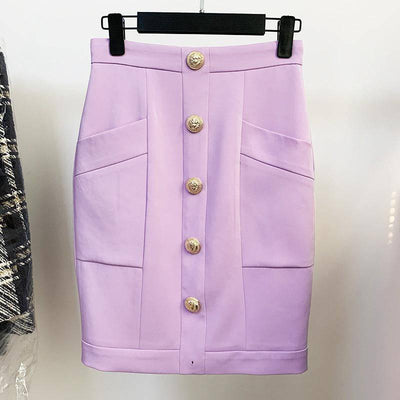 Lexi Solid Button Embellished Skirt