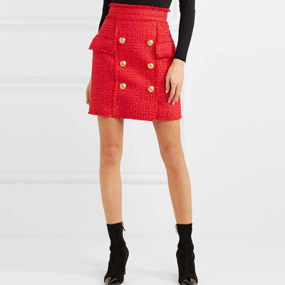 Daphne Tweed Solid Decor Skirt - Hot fashionista