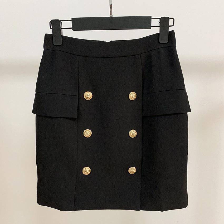 Peyton Solid Button Design Skirt - Hot fashionista