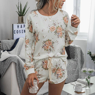 Kelsie Floral Long Sleeve Top and Shorts Set - Hot fashionista
