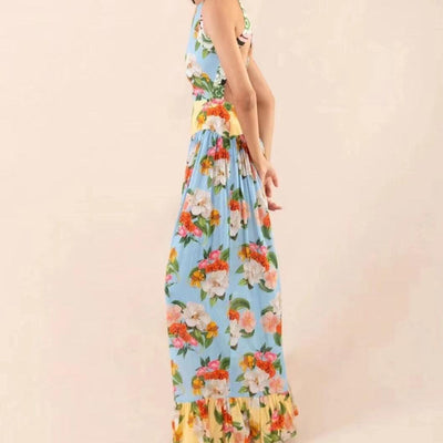 Hot Fashionista Mackenzie Sleeveless Pleated Hem Floral Maxi Dress