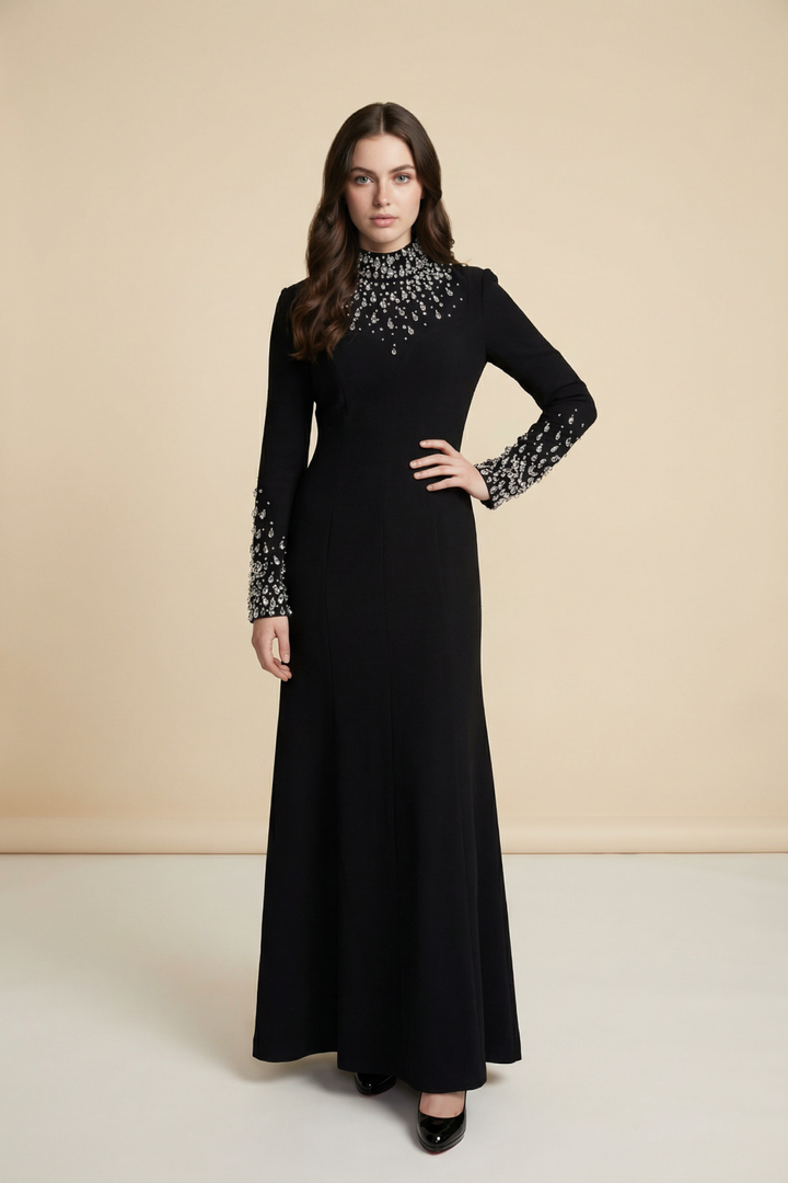 Heidi Crepe Embroidered Maxi Dress