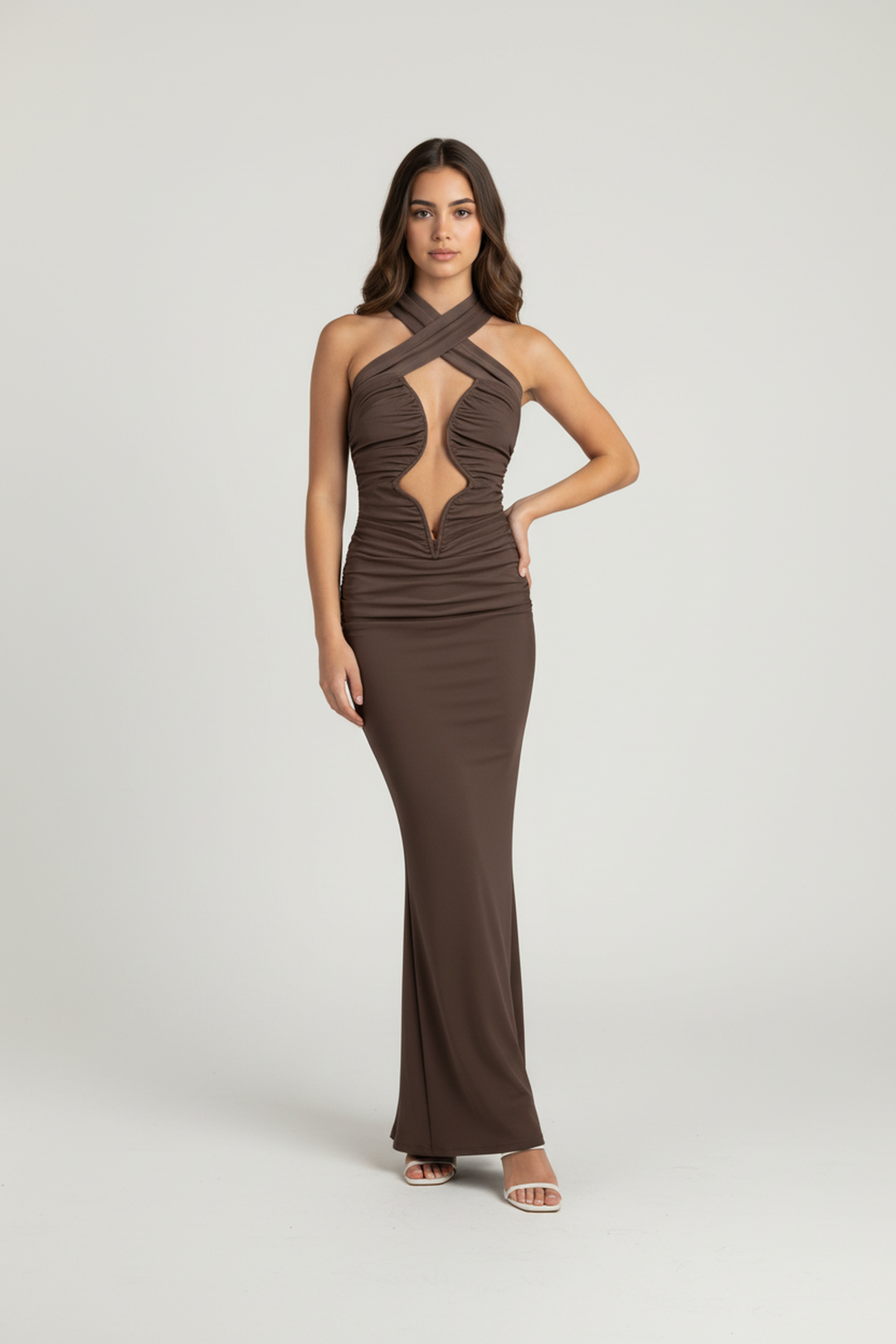 Lennon Halter Cross Neck Cut Out Maxi Dress - Hot fashionista