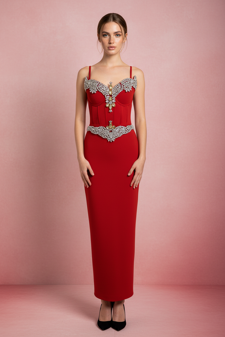 Emma Black Crystal-Structured Maxi Gown - Hot fashionista