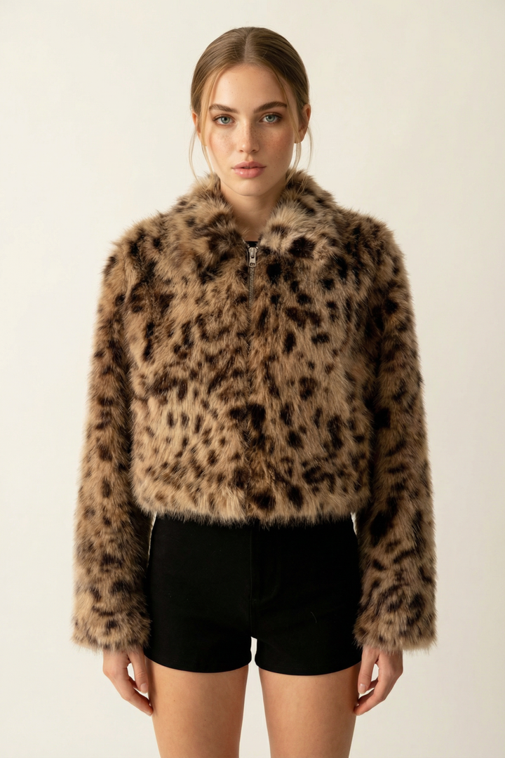Charli Faux Fur Leopard Bomber Jacket - Hot fashionista