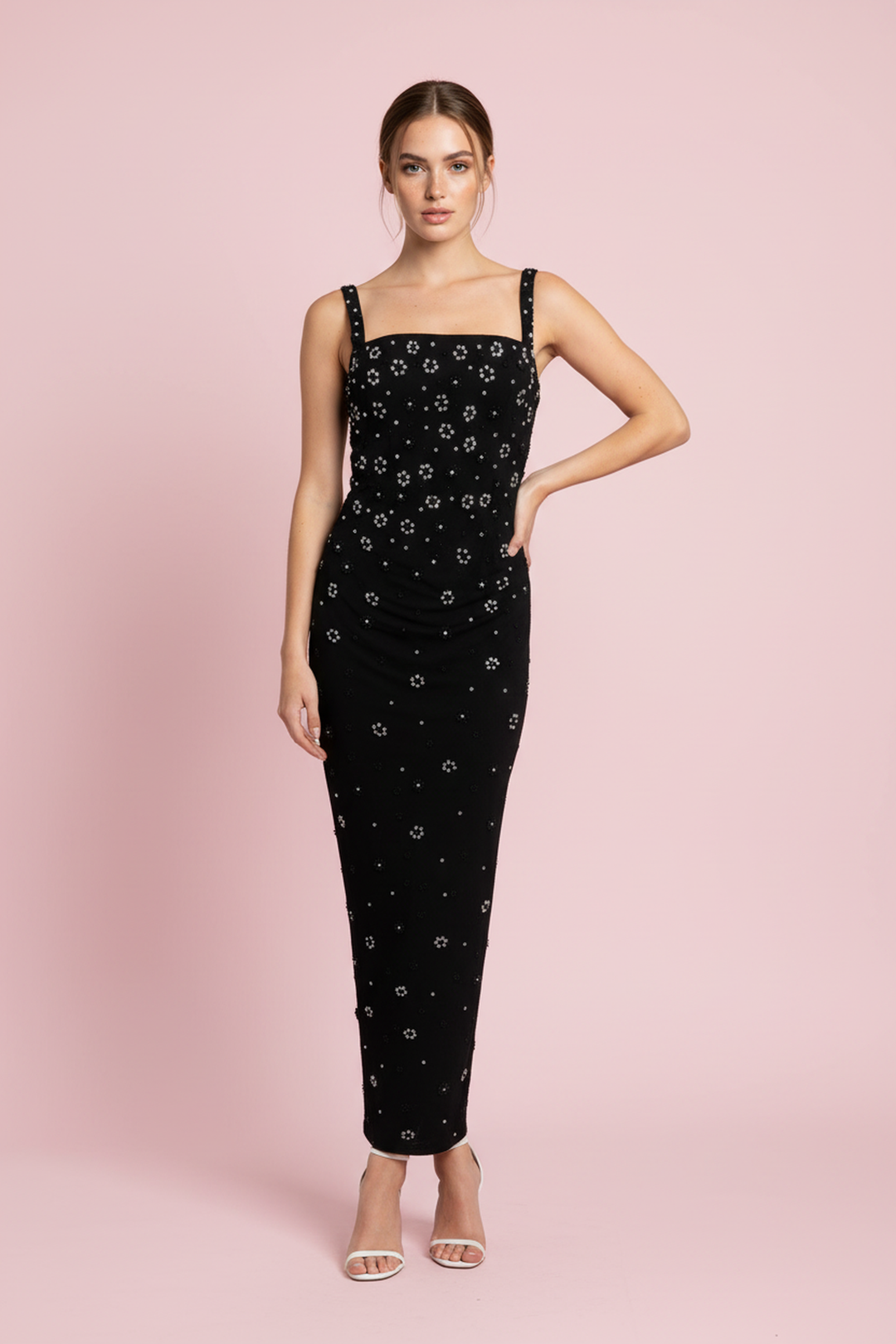 Madeline Floral Embroidered Black Dress - Hot fashionista