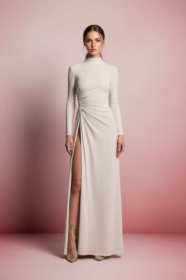 Dakota High-Collar Split Hem Maxi Dress - Hot fashionista