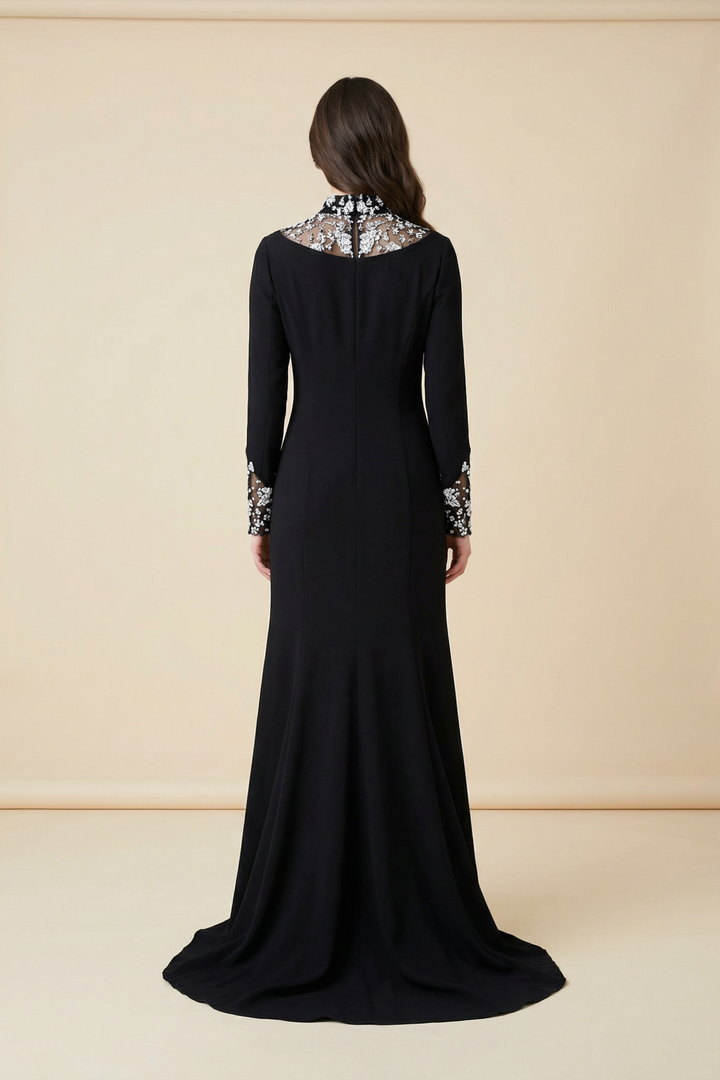 Heidi Crepe Embroidered Maxi Dress