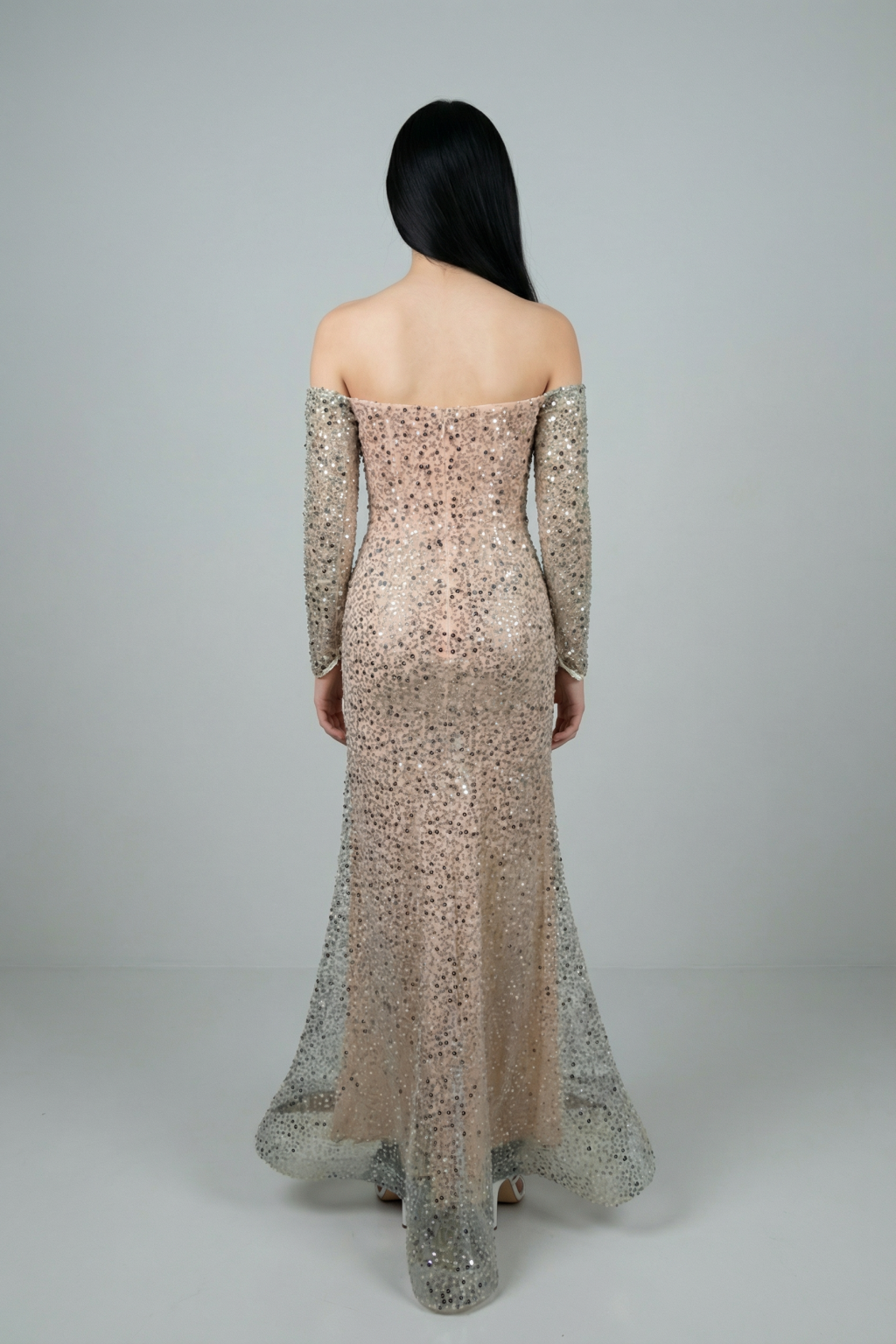 Ruby Beaded Crystals Mermaid Dress