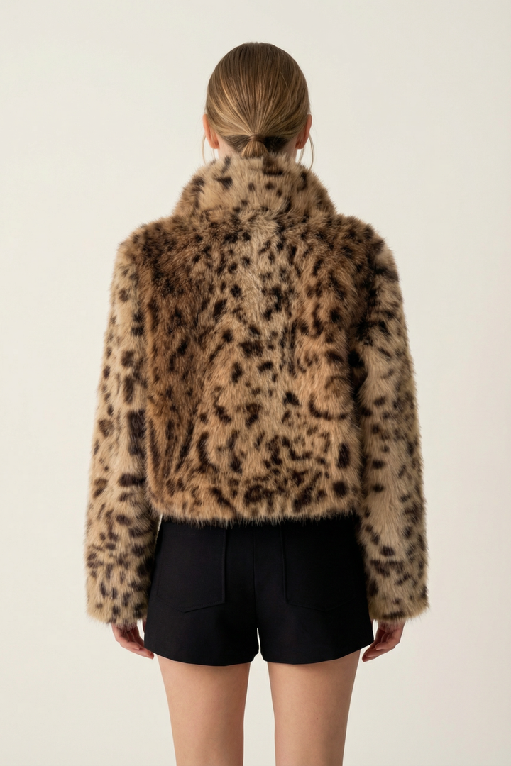 Charli Faux Fur Leopard Bomber Jacket - Hot fashionista