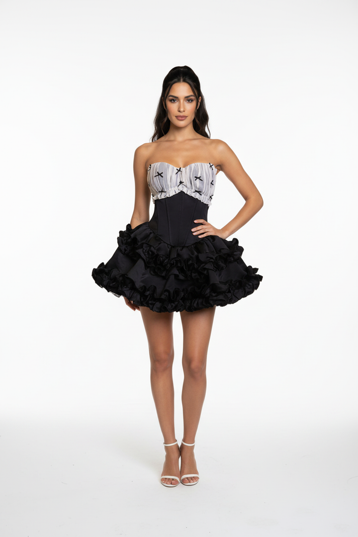 Tessa Ruffled Pleated Satin Mini Dress - Hot fashionista