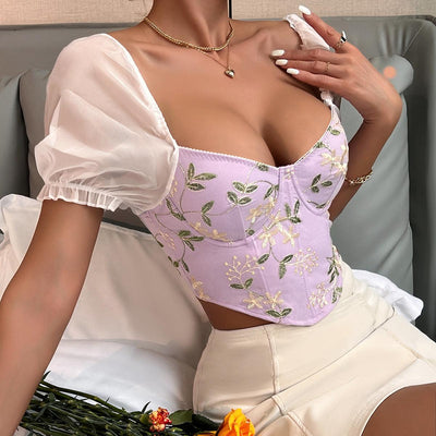 Hot Fashionista Myra V-Neck Floral Print Bustier Top