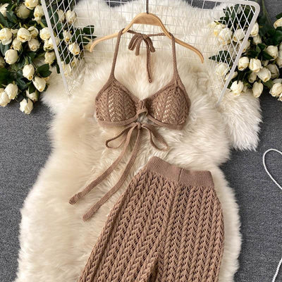 Hot Fashionista Nelia Knitted Solid Pants Set