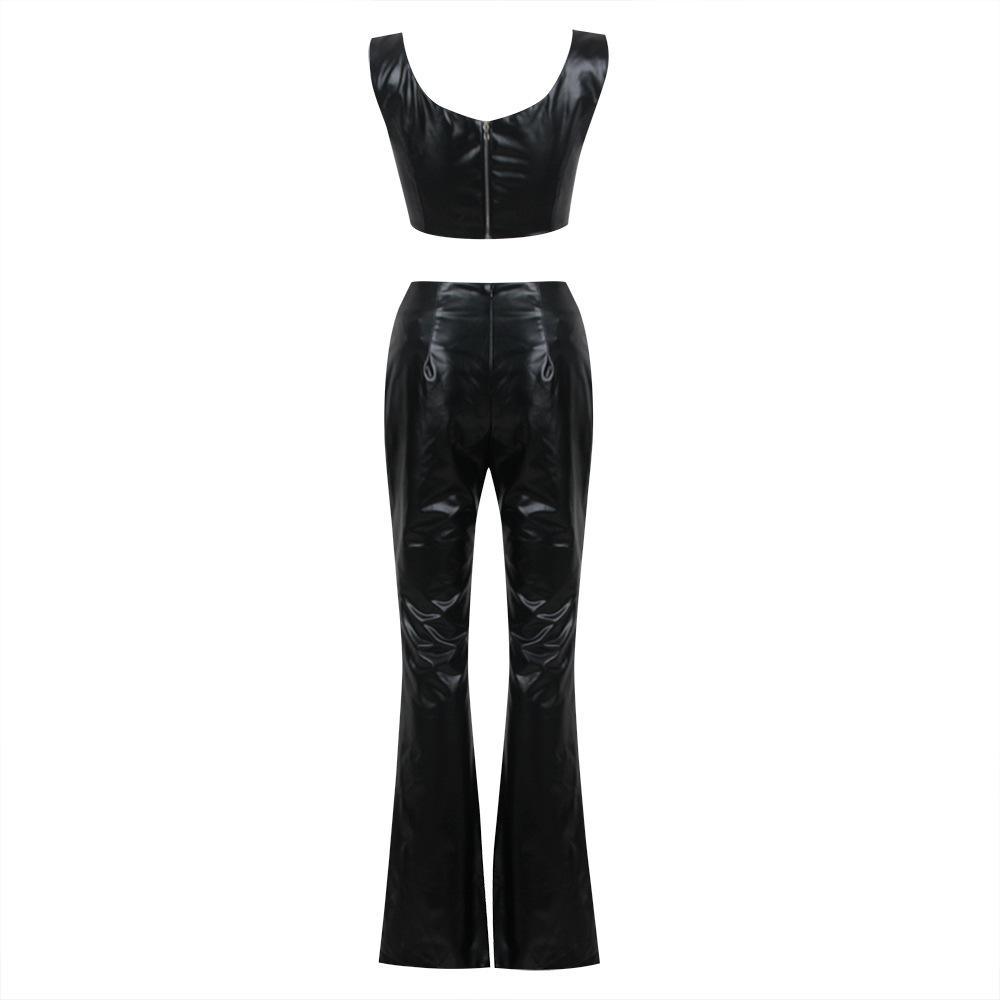 Hot Fashionista Paula Sleeveless Top & Flared Crystal Embellishment Pants Set