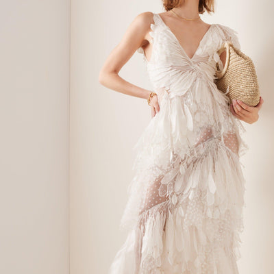 Rhea See-Through Tiered Ruffled Dress
