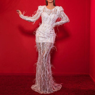 Hot Fashionista Shaila Irregular See Through Maxi Dress