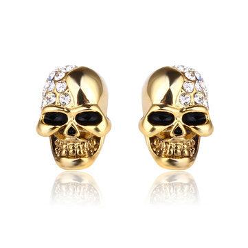 Shana Punk Skull Head Ear Stud Rhinestone Earrings - Hot fashionista