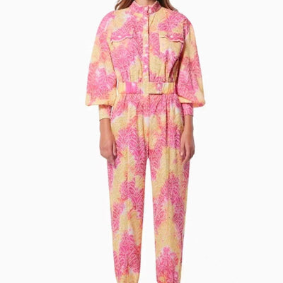 Hot Fashionista Sienna Puff Sleeve High Neck Top Printed Jumpsuit