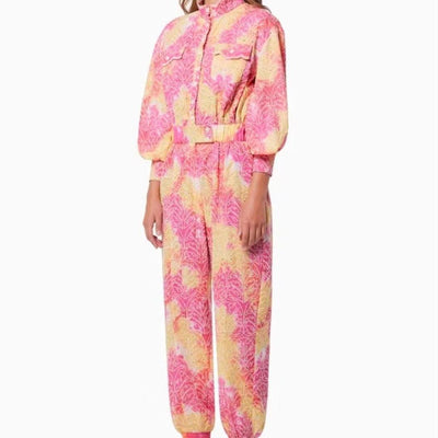 Hot Fashionista Sienna Puff Sleeve High Neck Top Printed Jumpsuit